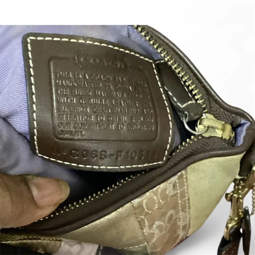 Coach Signature Brown and Cream Wristlet - Picture 2 of 3